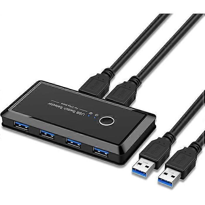USB 3.0 Switch 2 in 4 out to share peripherals between 2 PCs - Black