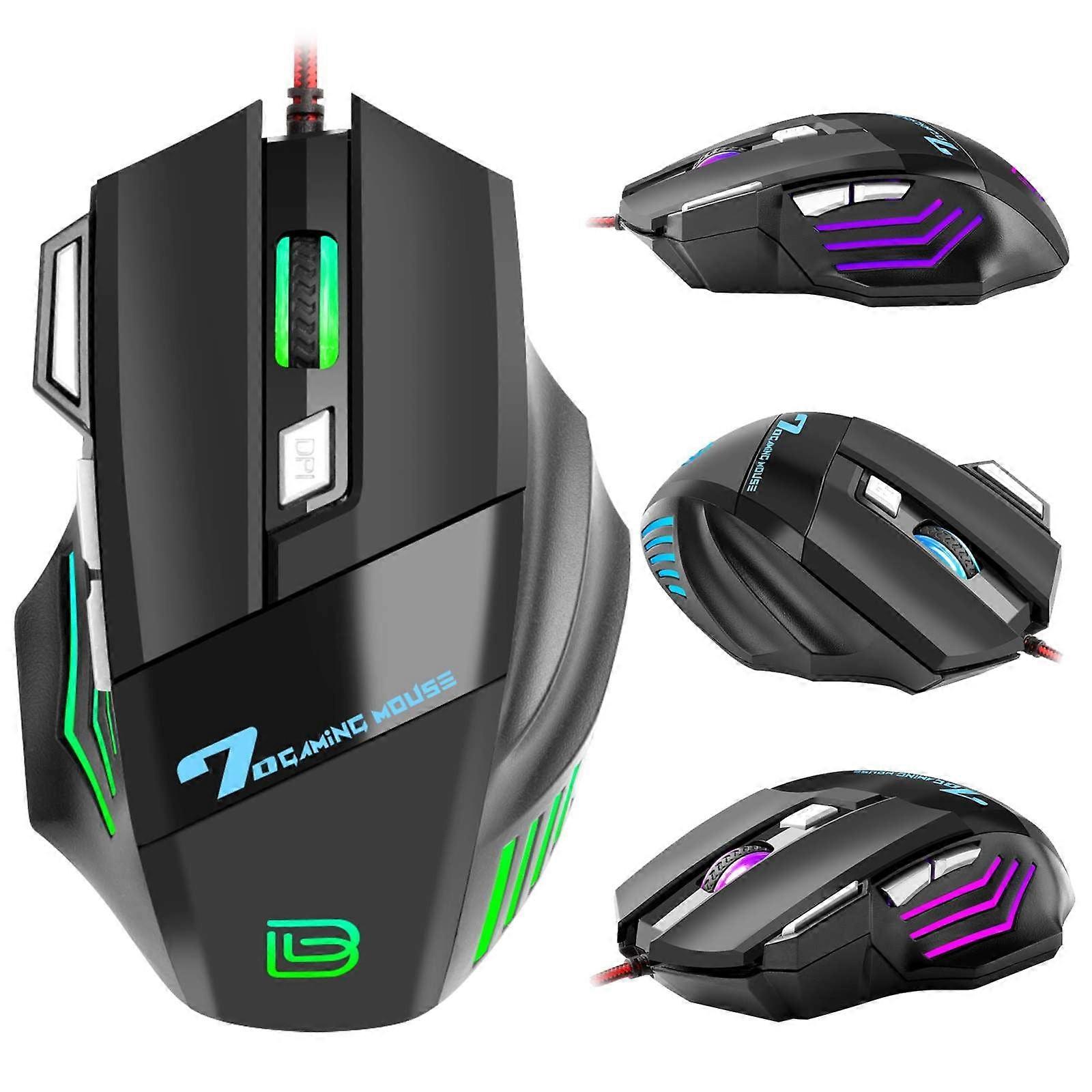 Weerihhol BAJEAL Computer Wired USB Mice,RGB Ergonomic Optical Gaming Mice 4 DPI Up To 3200 DPI, Side Buttons For Forward & Backward Rival 3 Wireless