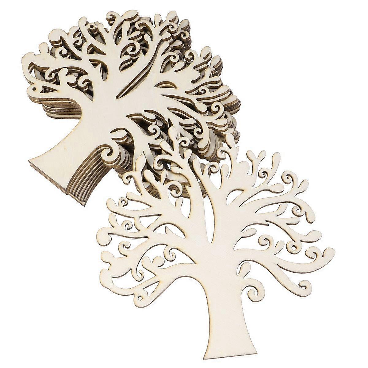 Wood Craft Material Tree Shape DIY Handmade Decoration 20Pcs