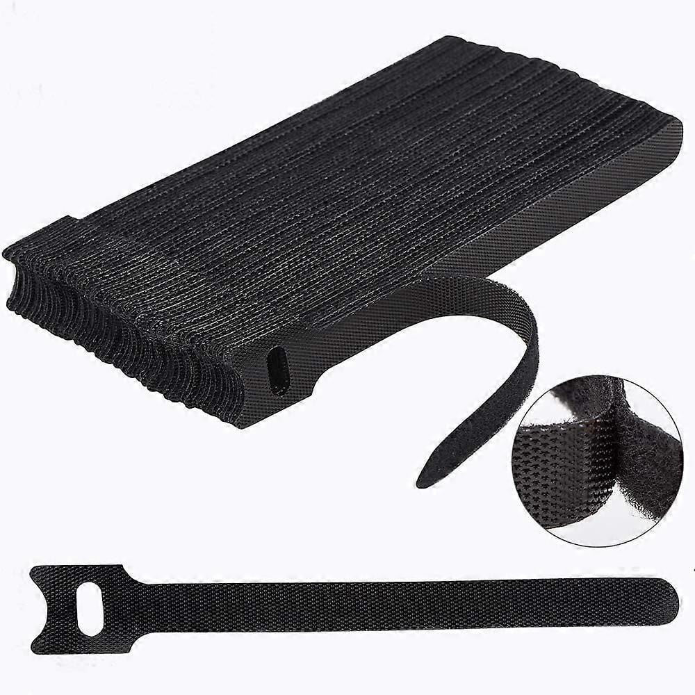 60PCS 6 Inches Reusable Cable Ties, Adjustable Cord Straps, Cable Organizer, Cord Wrap and Hook Loop Cords Management(Black)