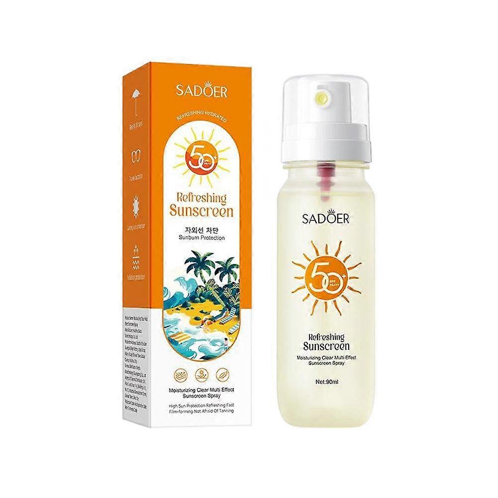 90ml Hydrating Sunscreen Spray SPF High UVA UVB Protection Lightweight Portable Face Body Moisturizing For Sensitive Skin Travel