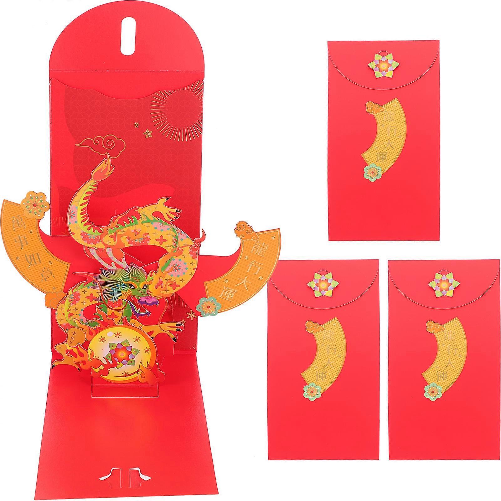 Year of Dragon Paper Red Envelopes for Festival Use 12Pcs