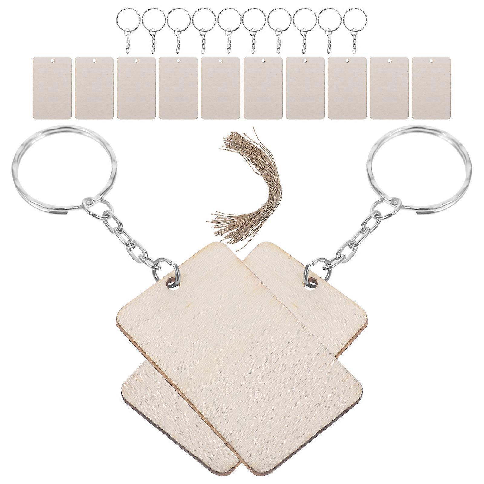 Rectangular Wood Pieces 120 Sets For Craft Making DIY Projects 5.20X3.30X0.20CM Assorted Color Hand-painted Functional Keyrings