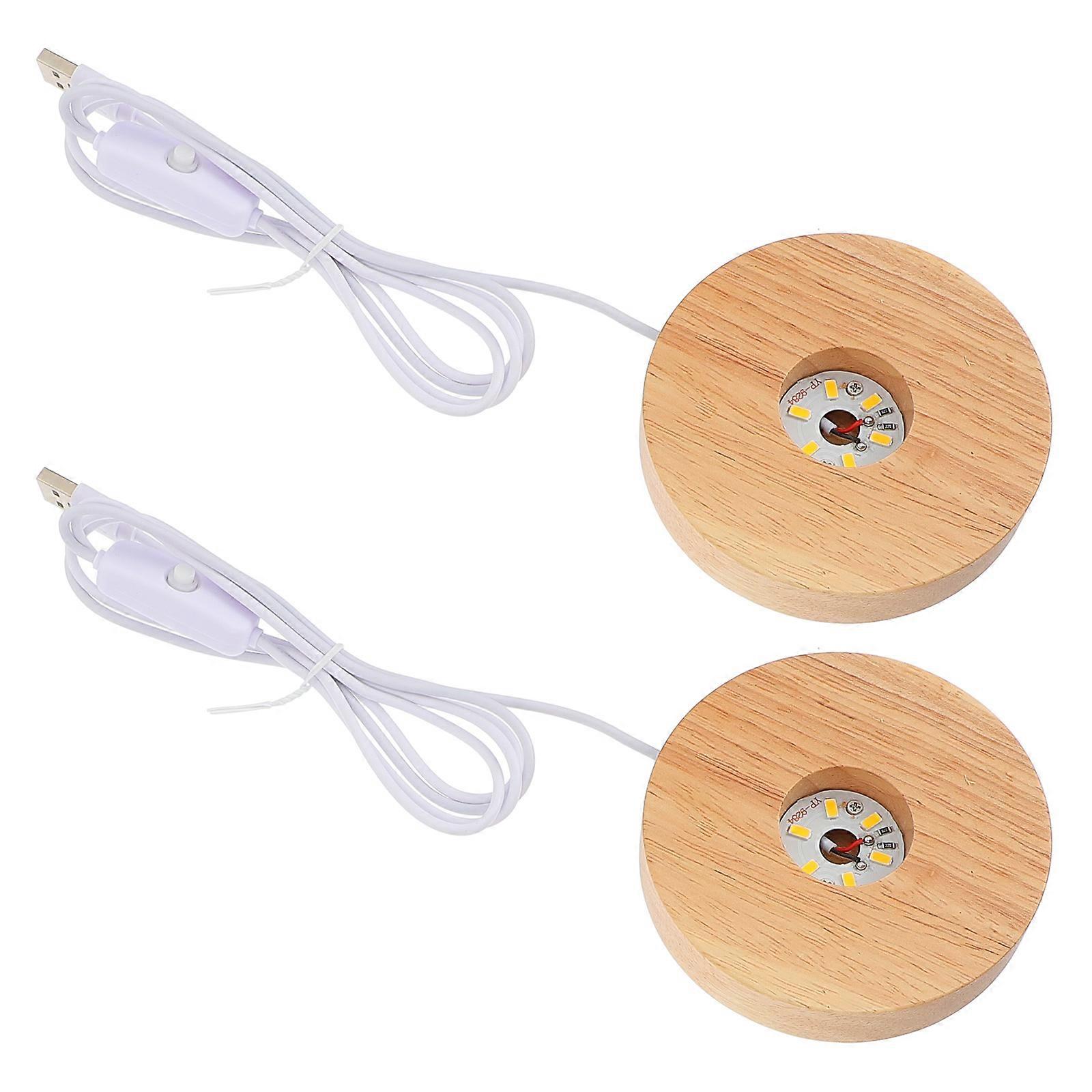 Wooden LED Display Base for Decoration 2Pcs Lighted Display Stand