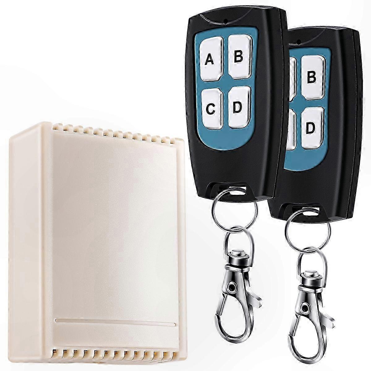 Wireless RF Remote Control Switch, 12V 4-Channel System with 2 Transmitters and Receiver, 200M Range
