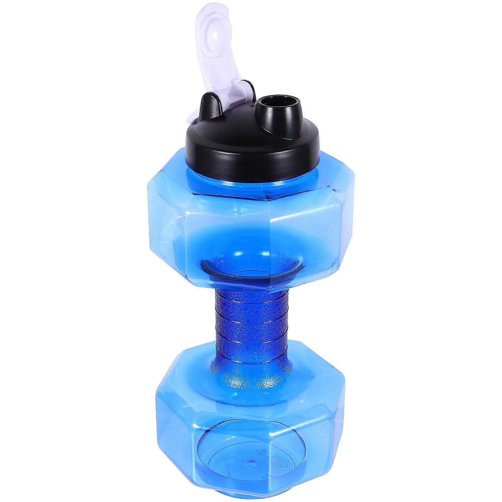 Creative Dumbbell Shape Water Bottle for Fitness Use with 3Pcs Set Blue