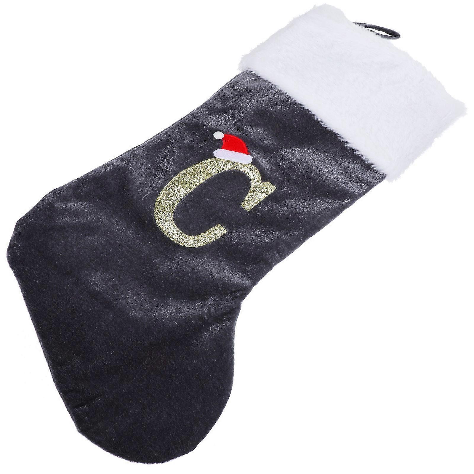 Xmas Decor 2Pcs Hanging Sock Designed For Christmas Tree Perfect For Home Decoration And Gift Storage With Black Plush Material