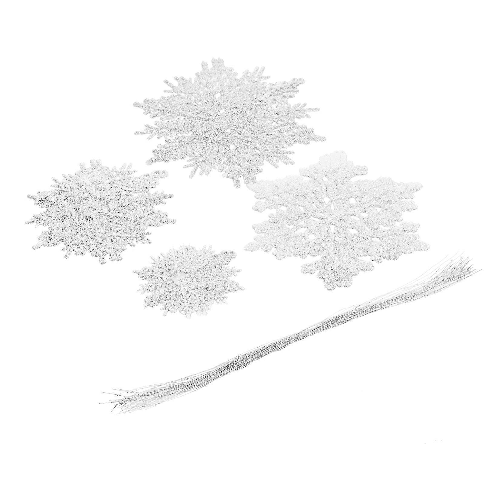 Christmas Tree Ornaments Xmas Snowflake Pendants for Party 144Pcs White Hanging