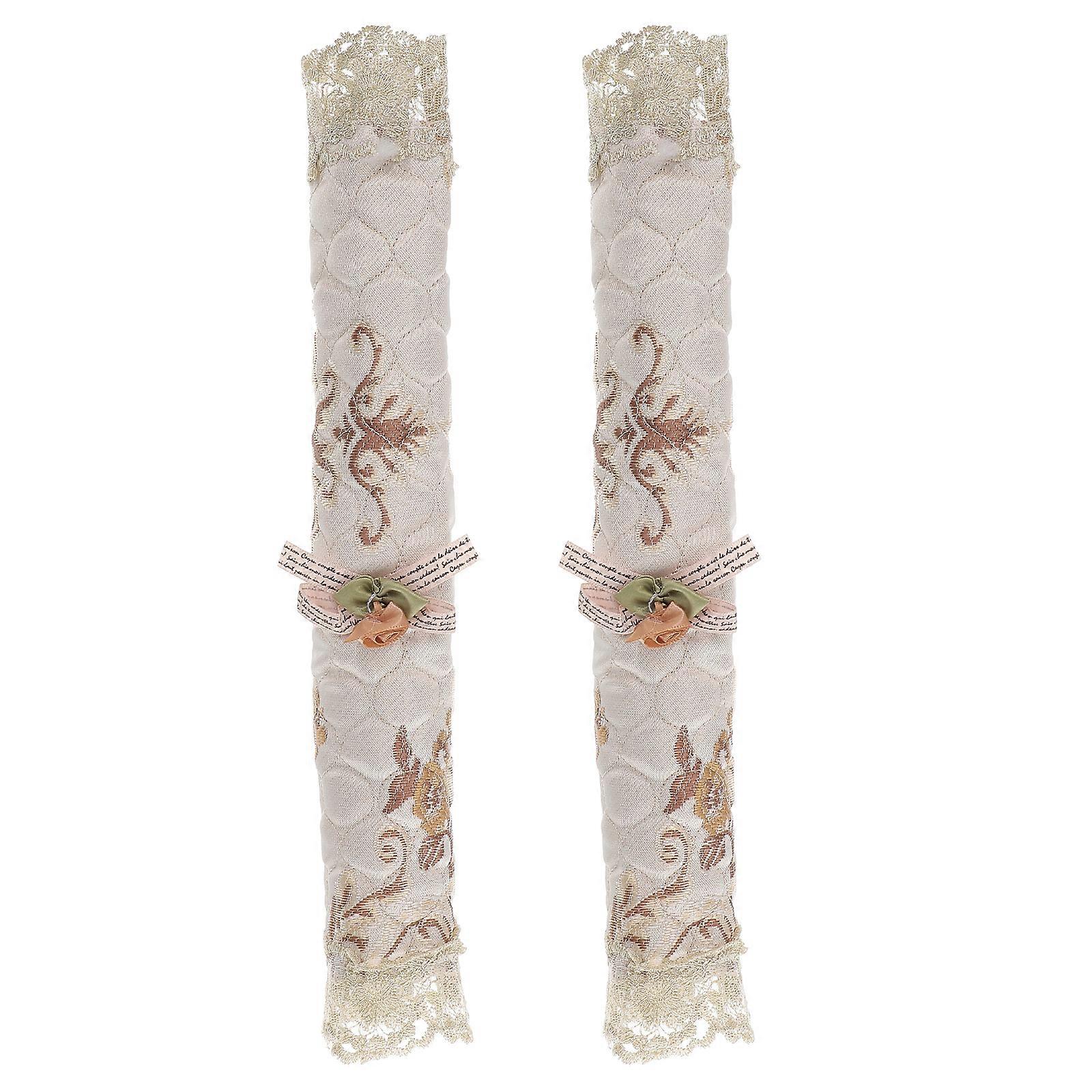 Refrigerator Handle Protector 1 Pair Decorative Kitchen Appliance Handle Covers Dustproof Brown 5X32Cm