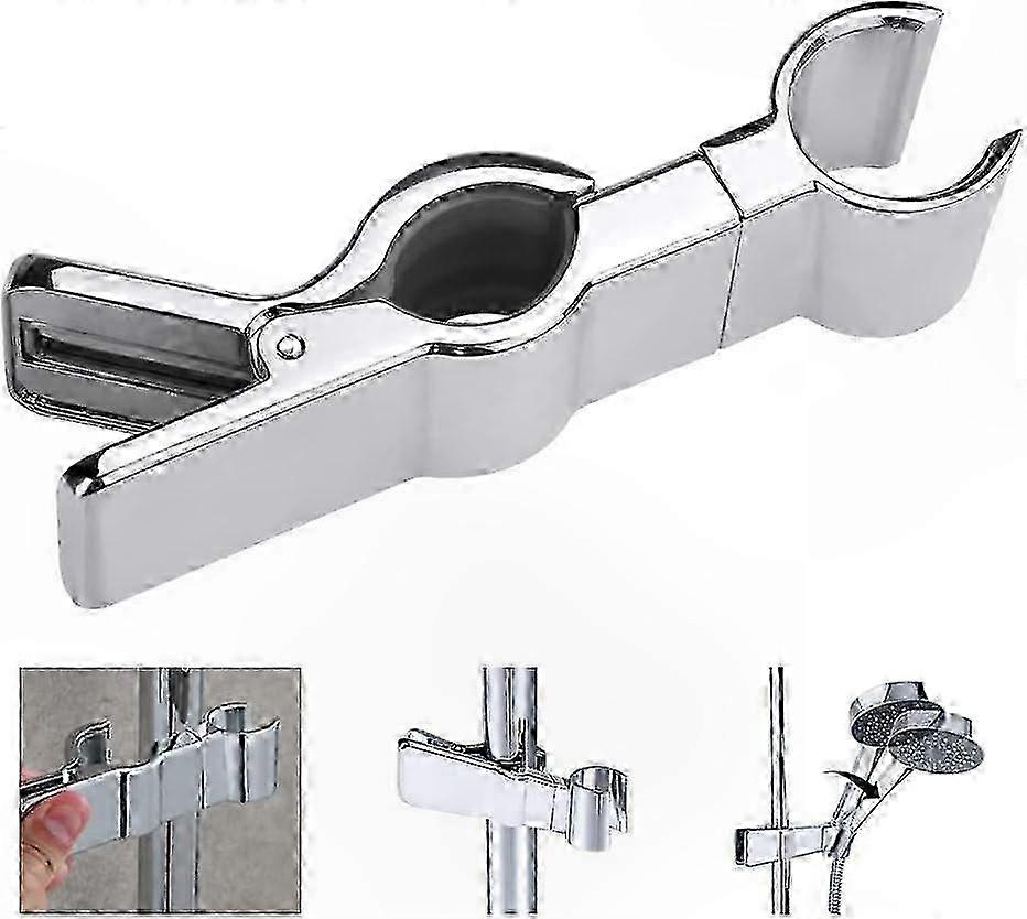 Adjustable Shower Head Holder, 45° Rotation Universal Bracket for 18-25mm Rails, Silver
