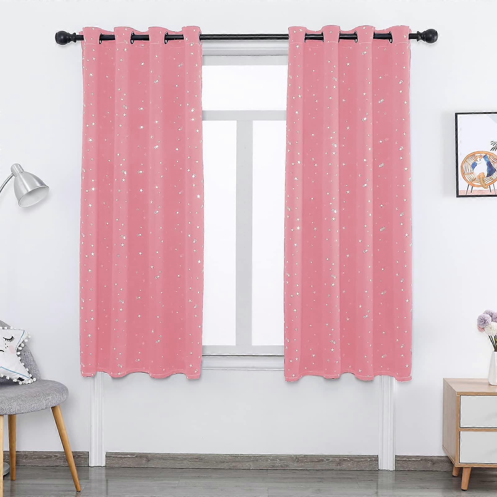 Kids Blackout Curtains Thermal Insulated NoiseReducing Soft Eyelet 1 Panel Pink W46xH54Inch Nursery