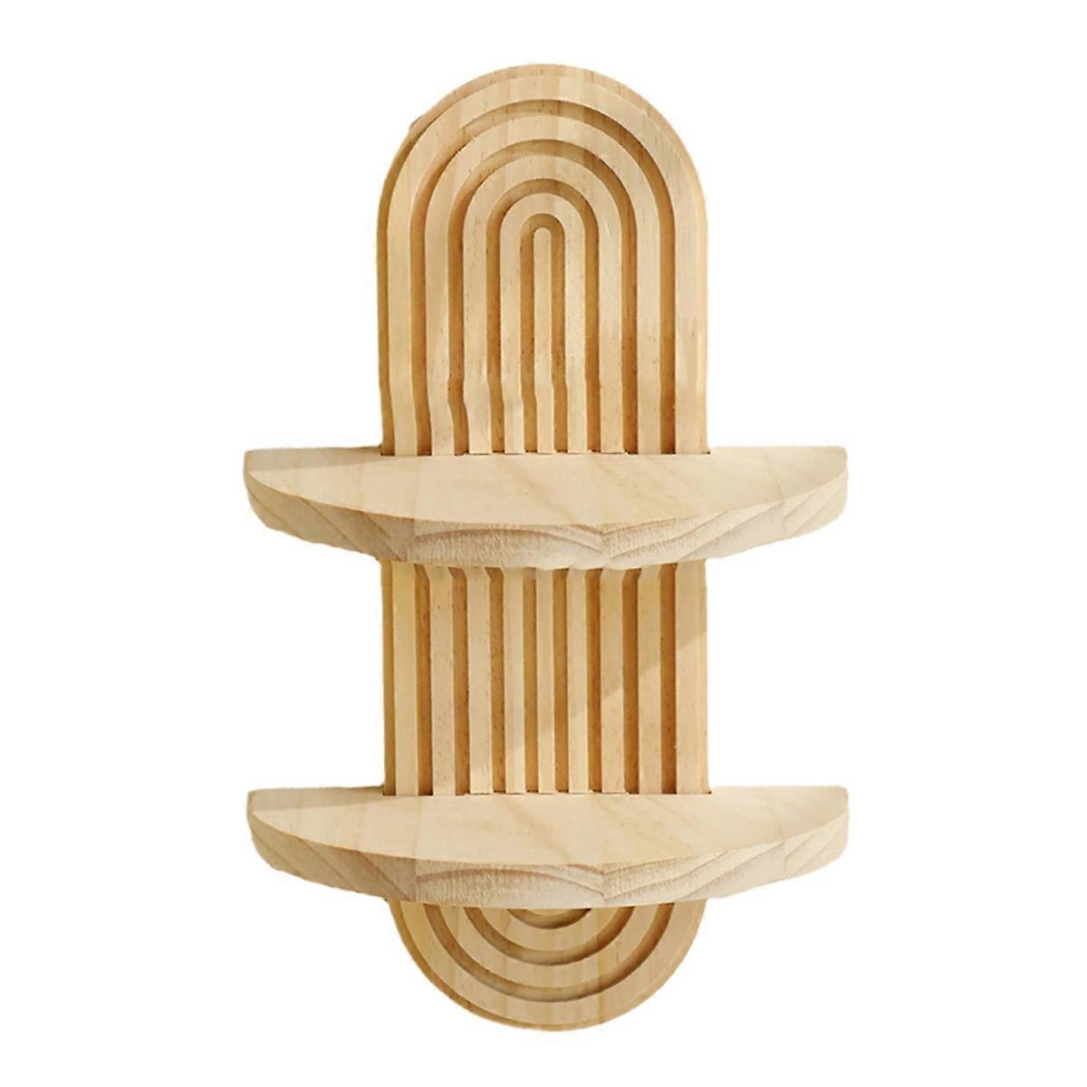 Bohemian Oval Thread Solid Wood Wall Shelf A