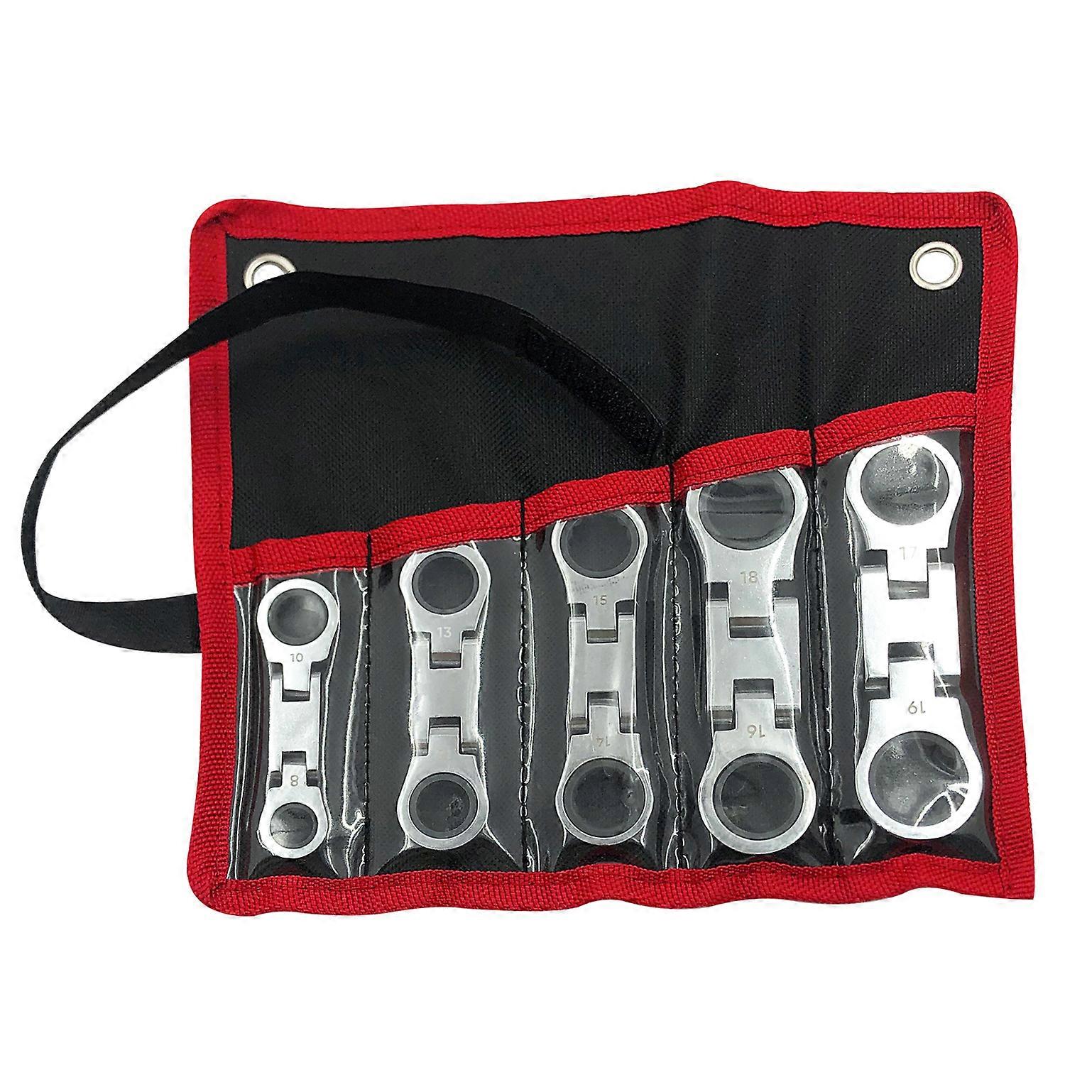 5 Pcs Mini Double Ended Ratchet Wrench Metric Set Adjustable Rotary Torque Wrench 72 Tooth Toughbuilt Plum Blossom Spanner Tools