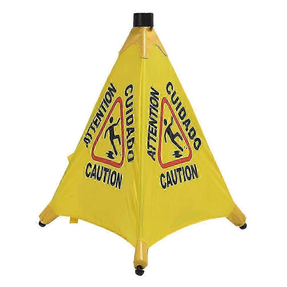Caution Wet Floor Sign, Slippery When Wet Pops Up Sign, Wall Mounted Foldable Bilingual Safety Warning Alert Cone
