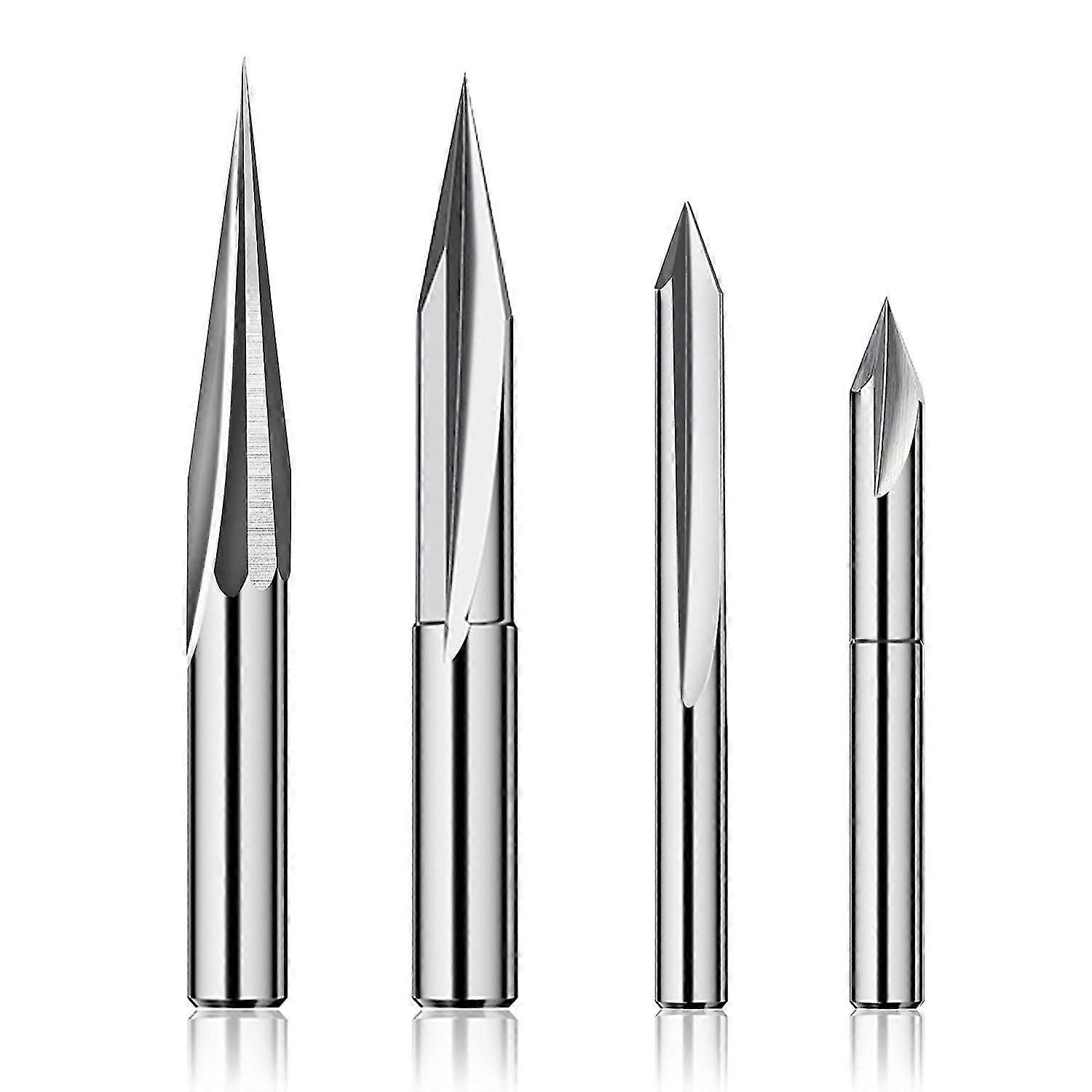 Conjunto de brocas de roteador CNC 1/4, broca de roteador para entalhe em madeira de 6 mm e 4 mm, ranhura em V, broca, aço tungstênio