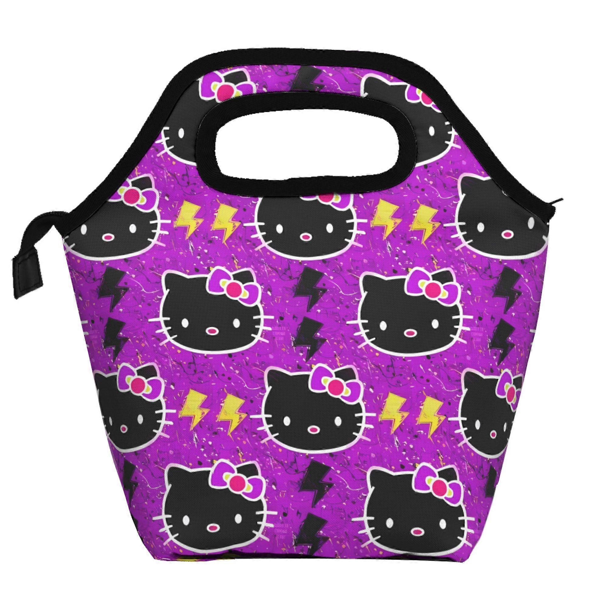 Hello Kitty Lunch Bag Soft Polyester Lunch Bag Portable Insulated Zipper Bento Bag Foldable Reusable Lunch Tote Bag Unisex