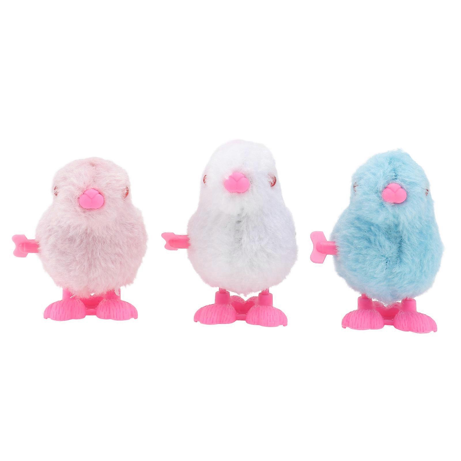 Animals Clockwork Toys Adorable Rabbit Plush Dolls Festival Gift Assorted Color Wind-up Movement 3Pcs