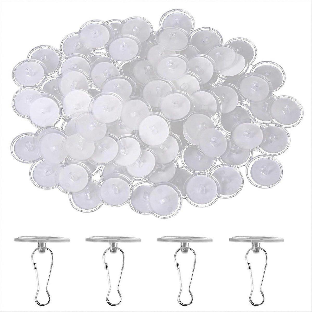 80 Pack Removable Transparent Wall Hanger Self-Adhesive Ceiling Hooks