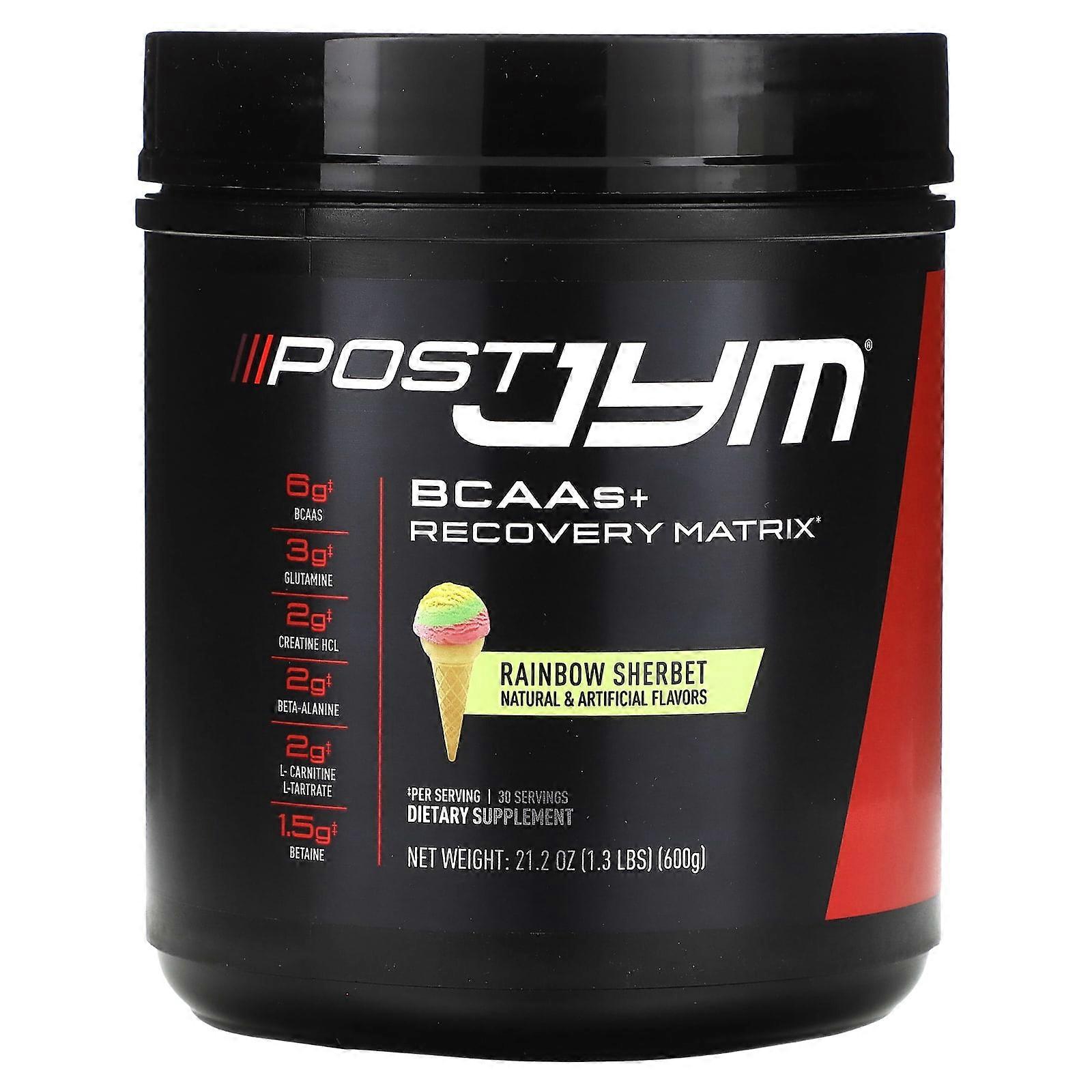 Post JYM, BCAAs + Recovery Matrix, Rainbow Sherbet, 1.3 lbs (600 g)