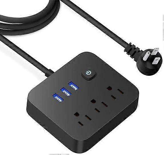 Power Strip Surge Protector with USB,4 Feet Long Cord with 3 AC Outlets and 3 USB Charging