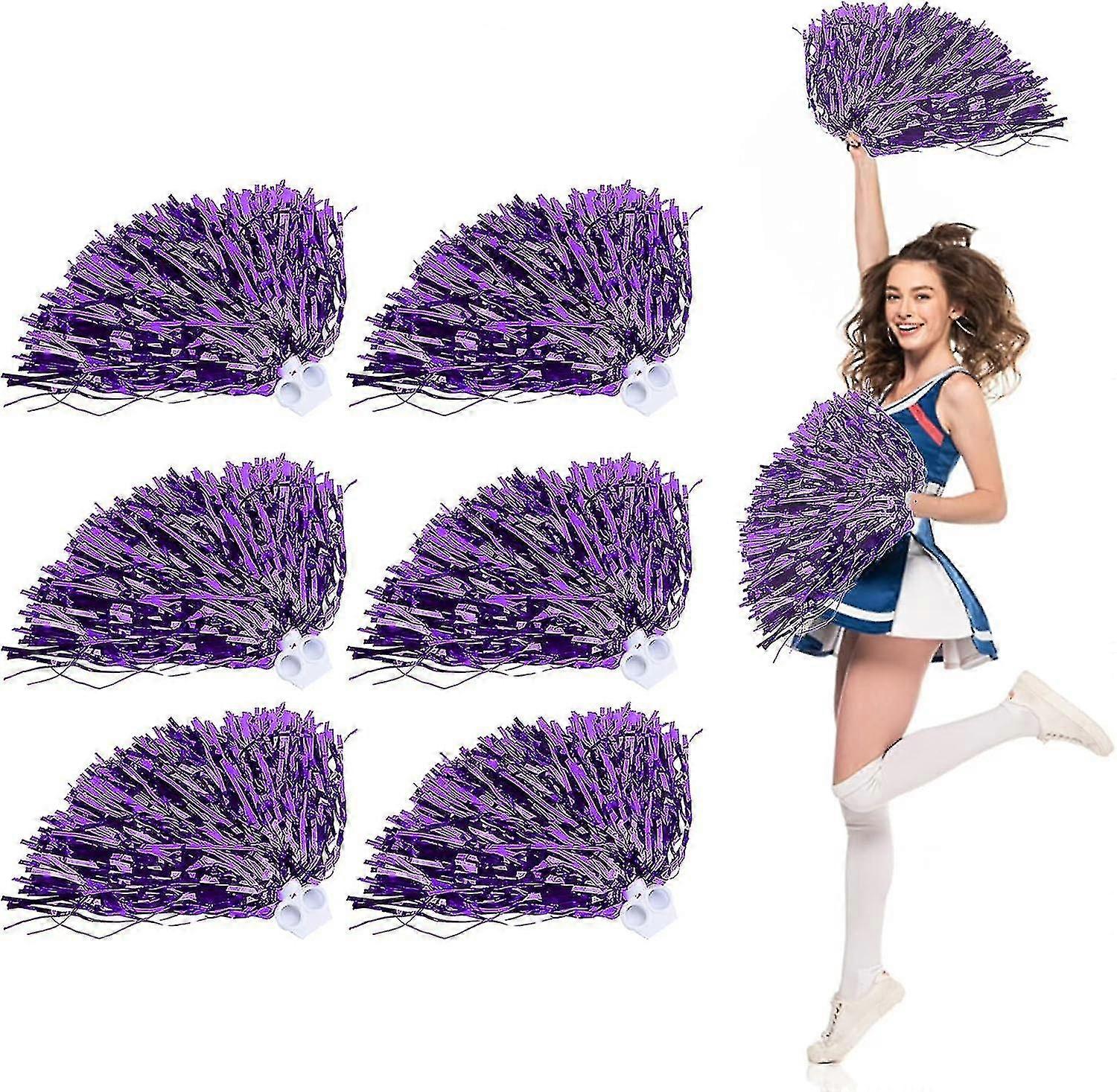 6ピースチアリーダーポンポンセット-プラスチックチアリーダーポンポンハンドフラワー