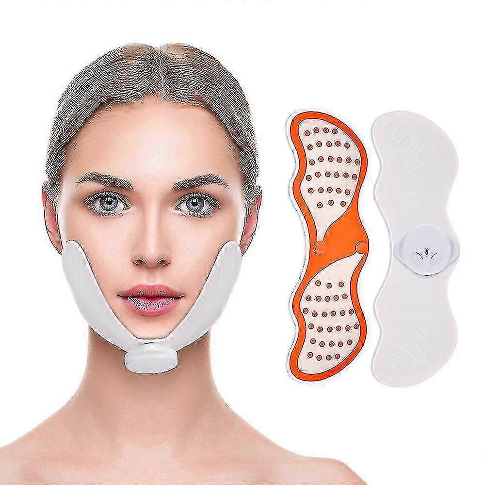 מכשיר הרמת פנים Ems, ממריץ שרירים אלקטרוני, V, מאמן הרזיה פנים עם רפידות ג'ל, כלים להרמת עור פנים 25-26 שניות