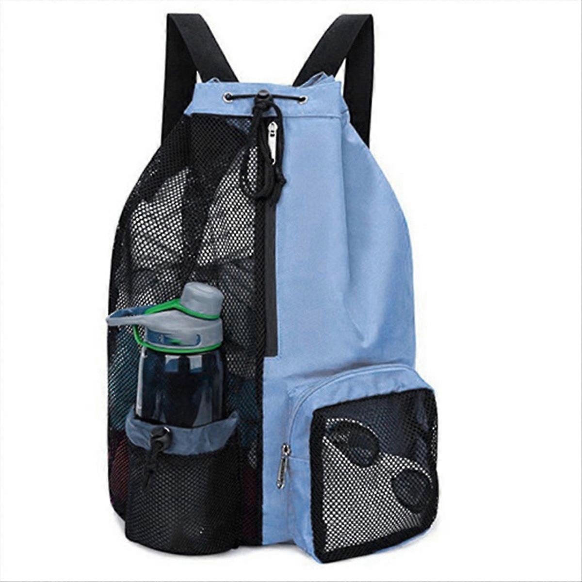 Swim Bag Mesh Drawstring Backpack for Swimming, Gym, Pool, Blue