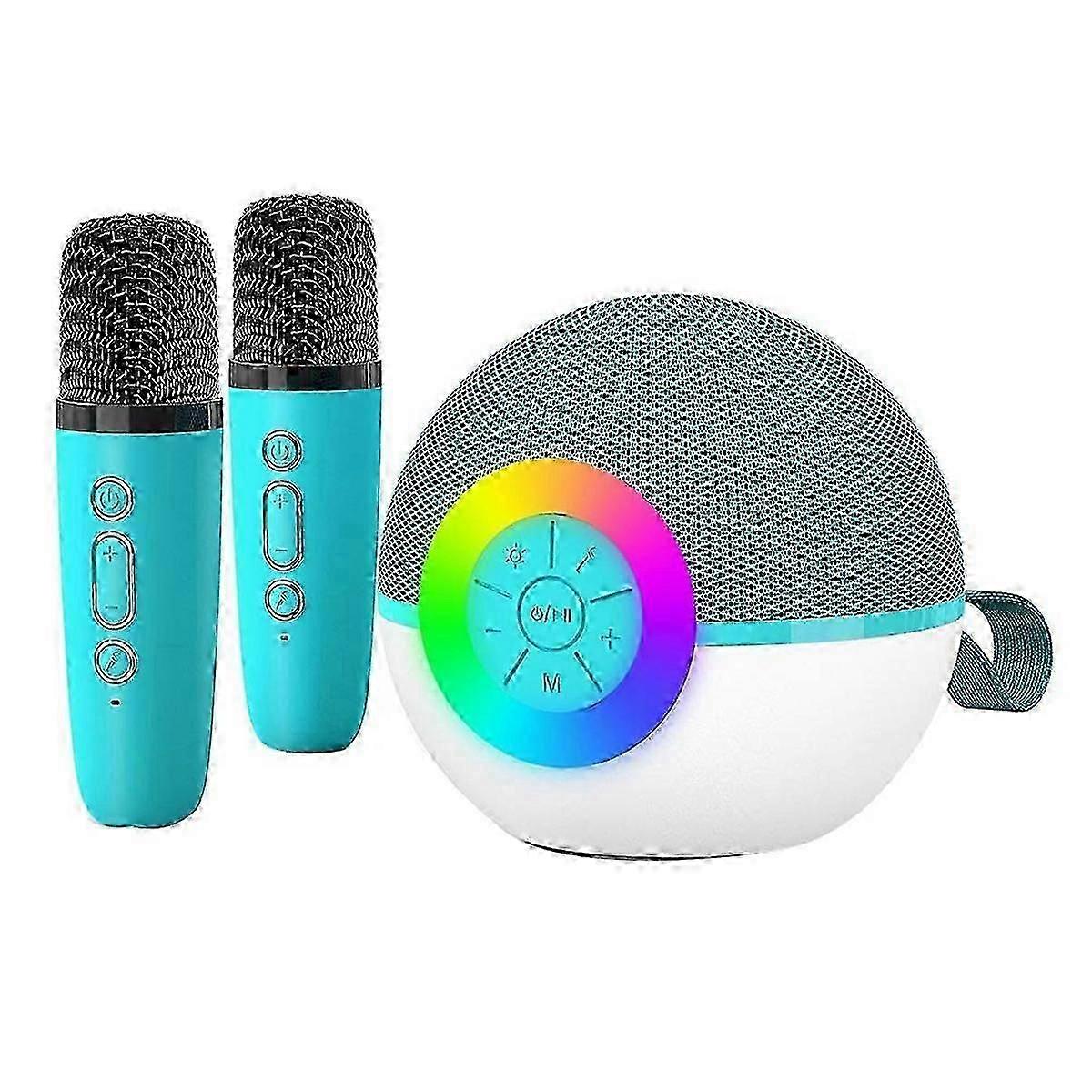 Mini Karaoke Machine with 2 Mic,Portable Bluetooth Microphone Song Toys with LED Light,Chritmas Bir