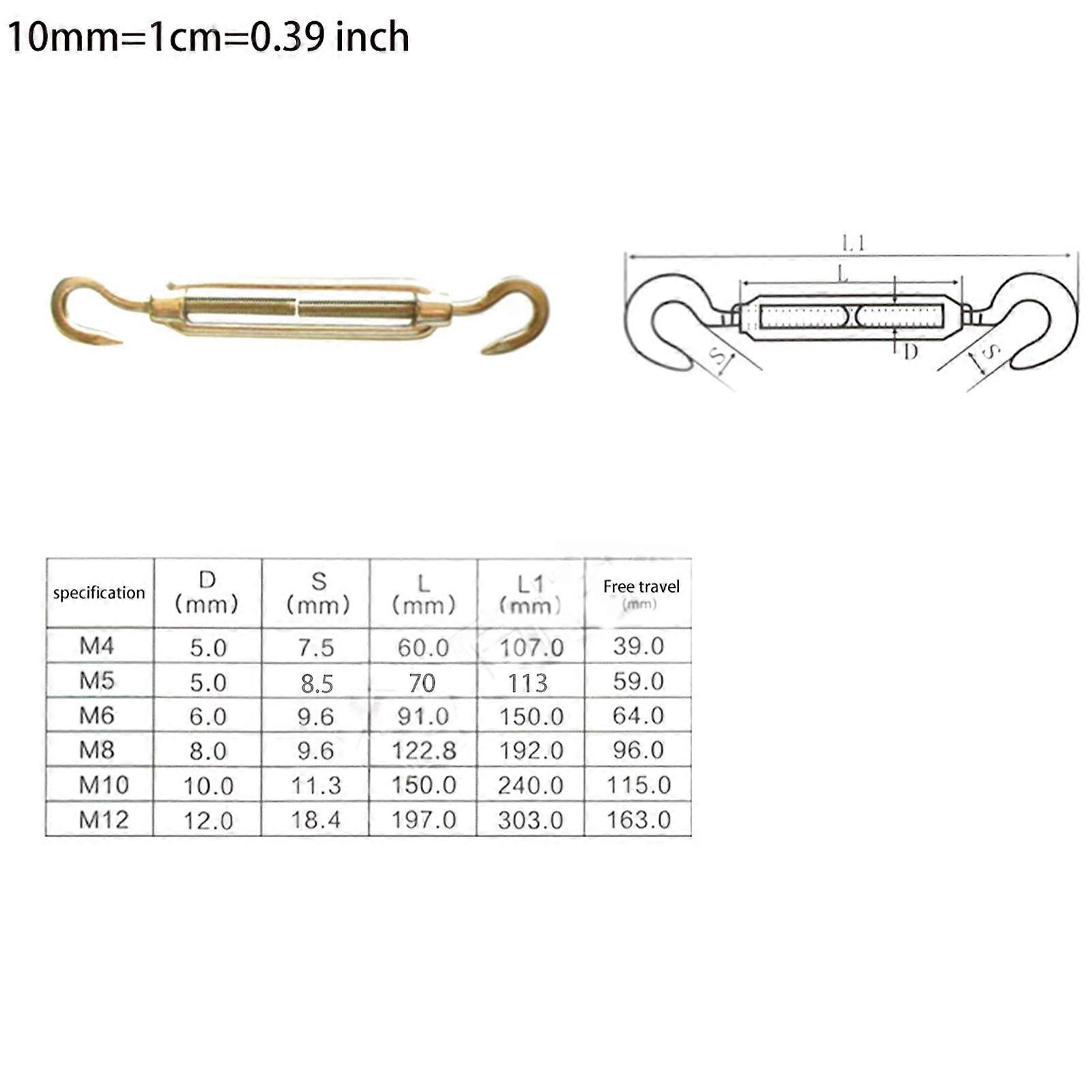 1PC Turnbuckle Tension Device Line Adjustable 304 Stainless Steel Adjust Chain with CO OO CC Type Tension Eye/Eye Multicolor