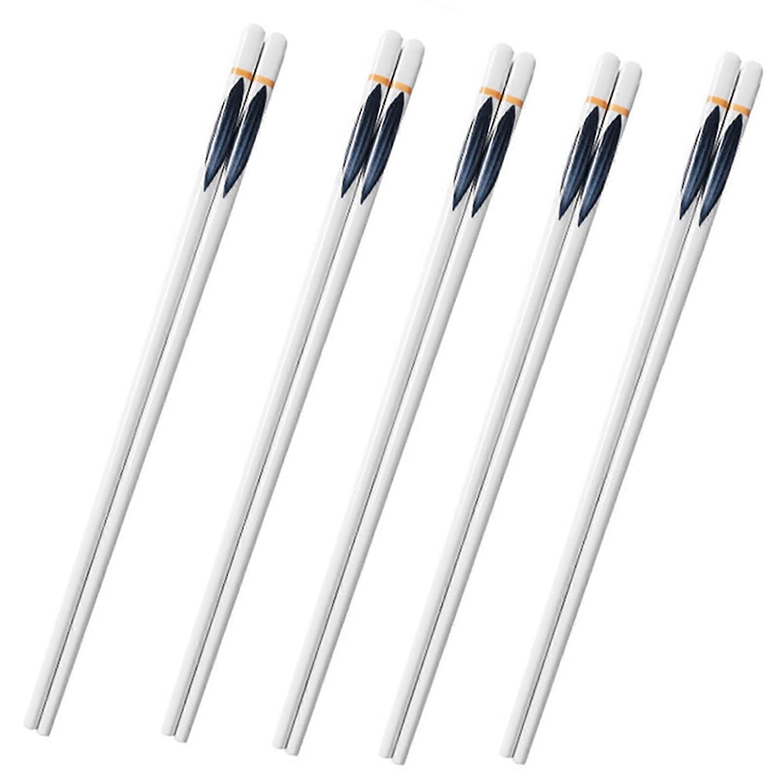 Porcelain Chopstick Set 5 Pairs Reusable Dishwasher Safe Lightweight Chopsticks Thousand Leaf Pattern