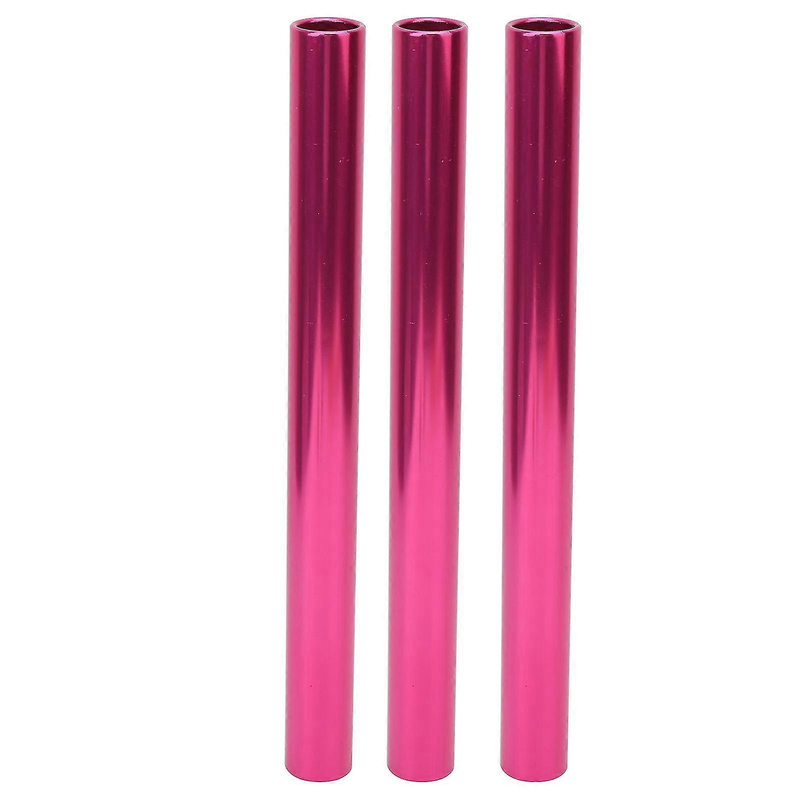 3pcs Aluminum Alloy Relay Baton For Track And Field Running Race, Lightweight Sports Game Props Pink Durable Design