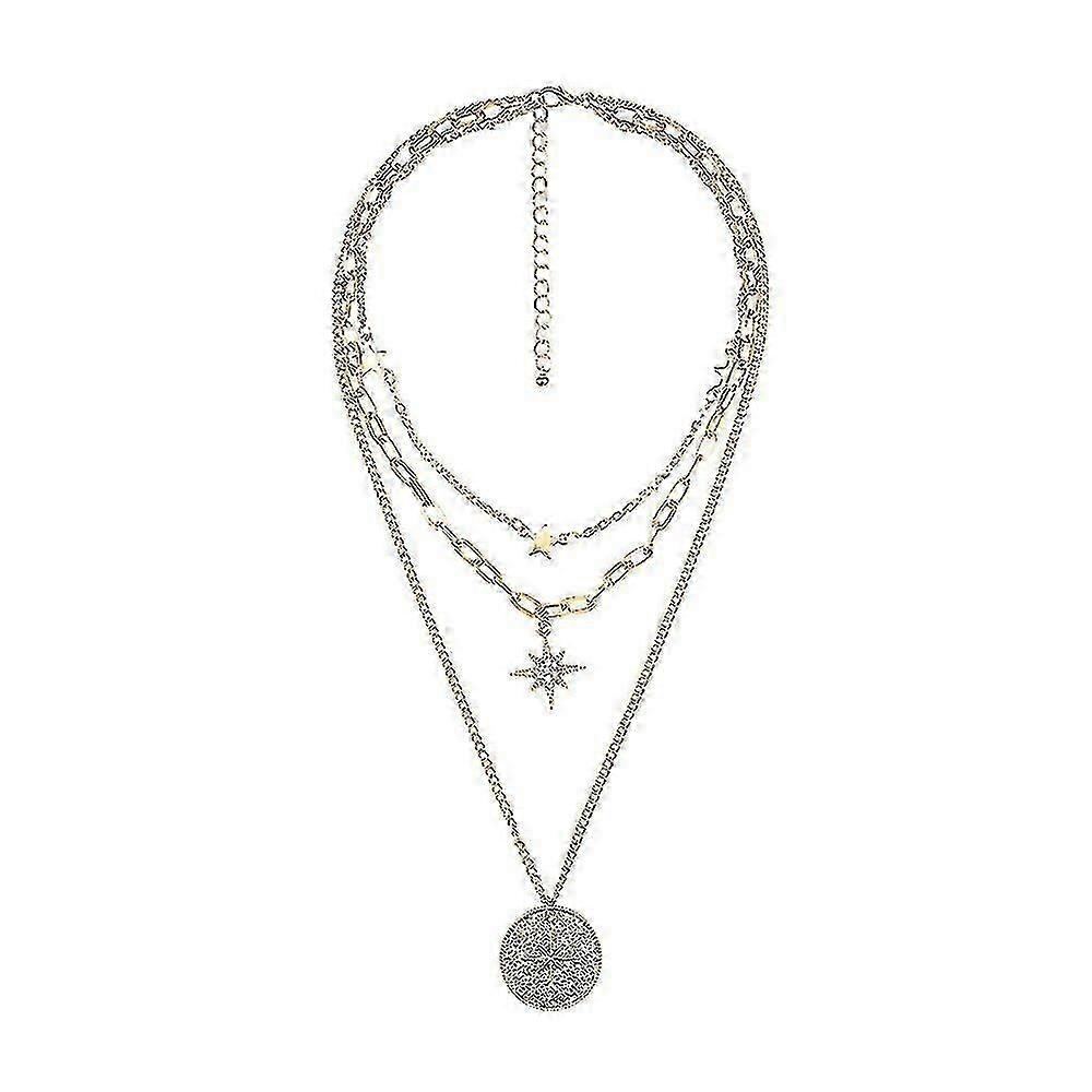 Collier Choker Superposé, Collier Pendentif Hexagramme Diamant, Collier Superposé-mxbc