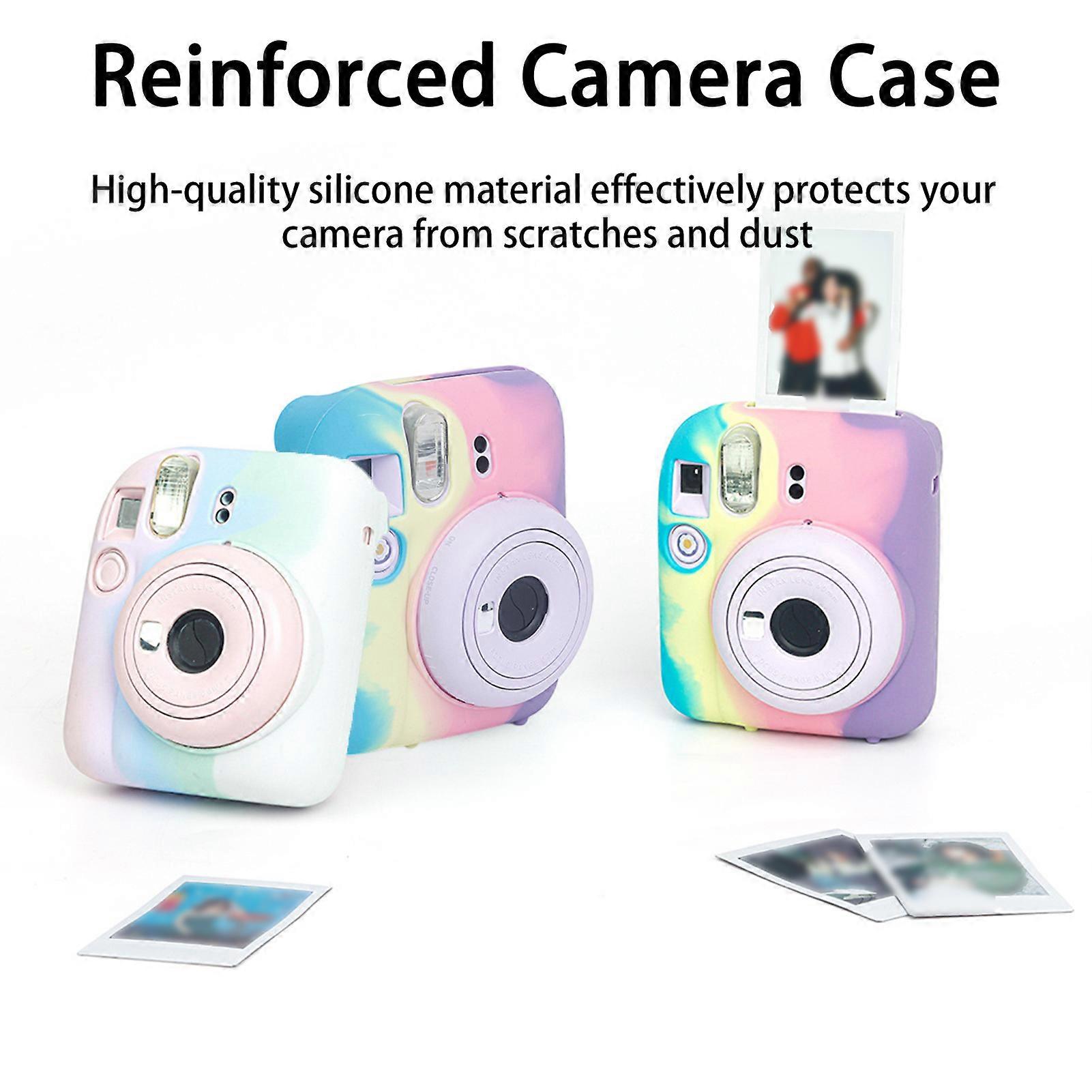 SUSUchens Camera Case Precise Hole Dustproof Scratch-proof Wear-resistant Flexible Protective Cover for Polaroid Mini12 White and Pink