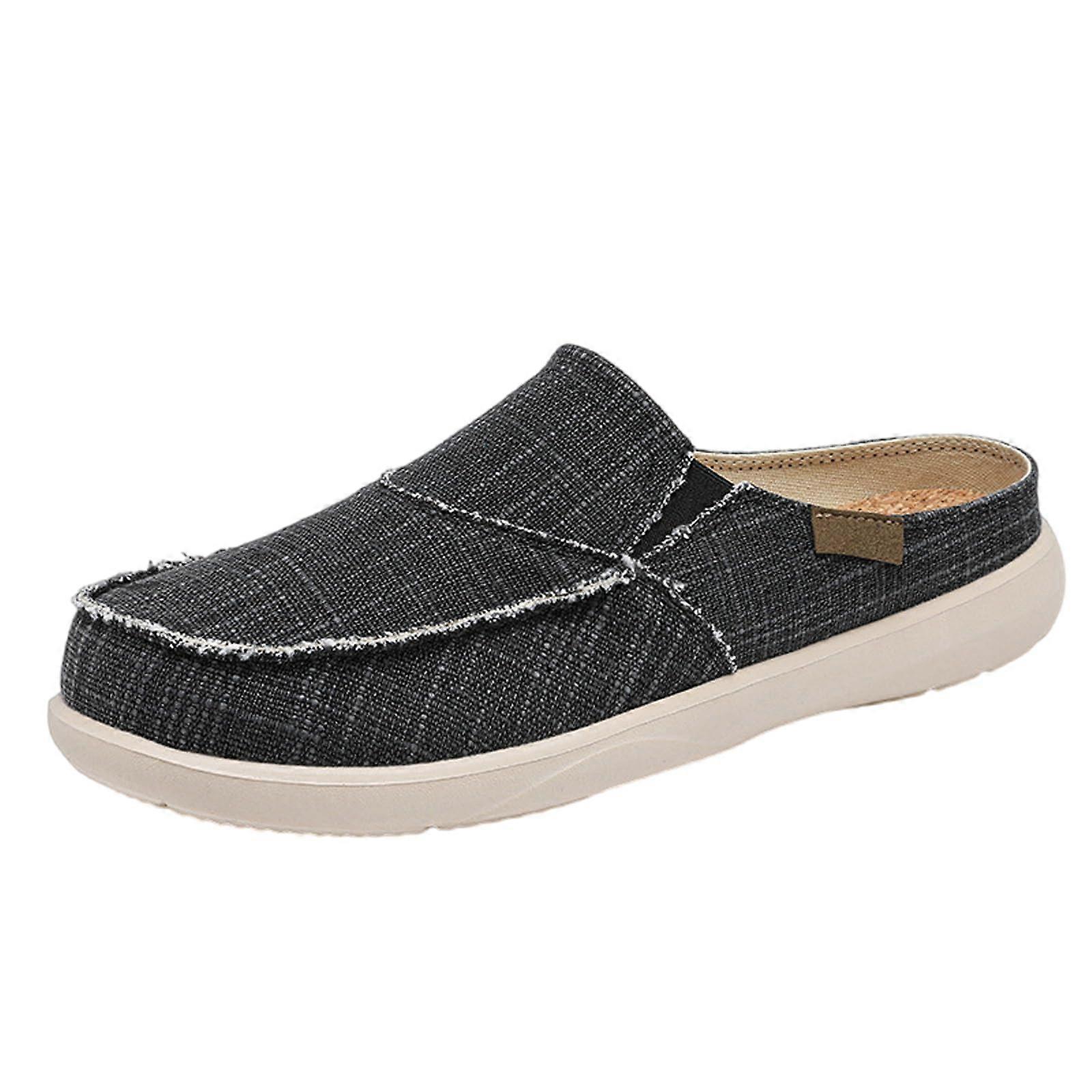 Casual Mule Open Back Sneakers Men's SlipOn Backless Mules WearResistant Espadrilles Black 42 EU For Work And Driving