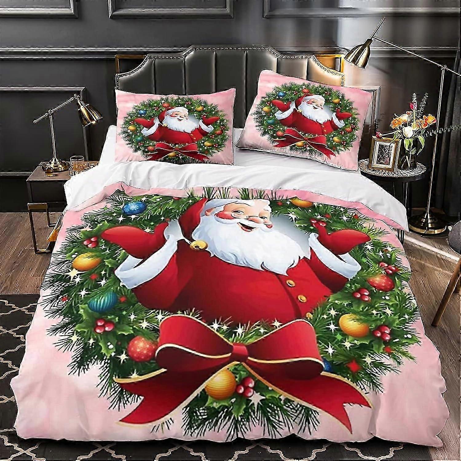 Conjunto de Capa de Edredom com Conjunto de Presente de Natal com Impressão de Natal para Crianças Adolescentes Adultos Capa de Edredom com Fechamento