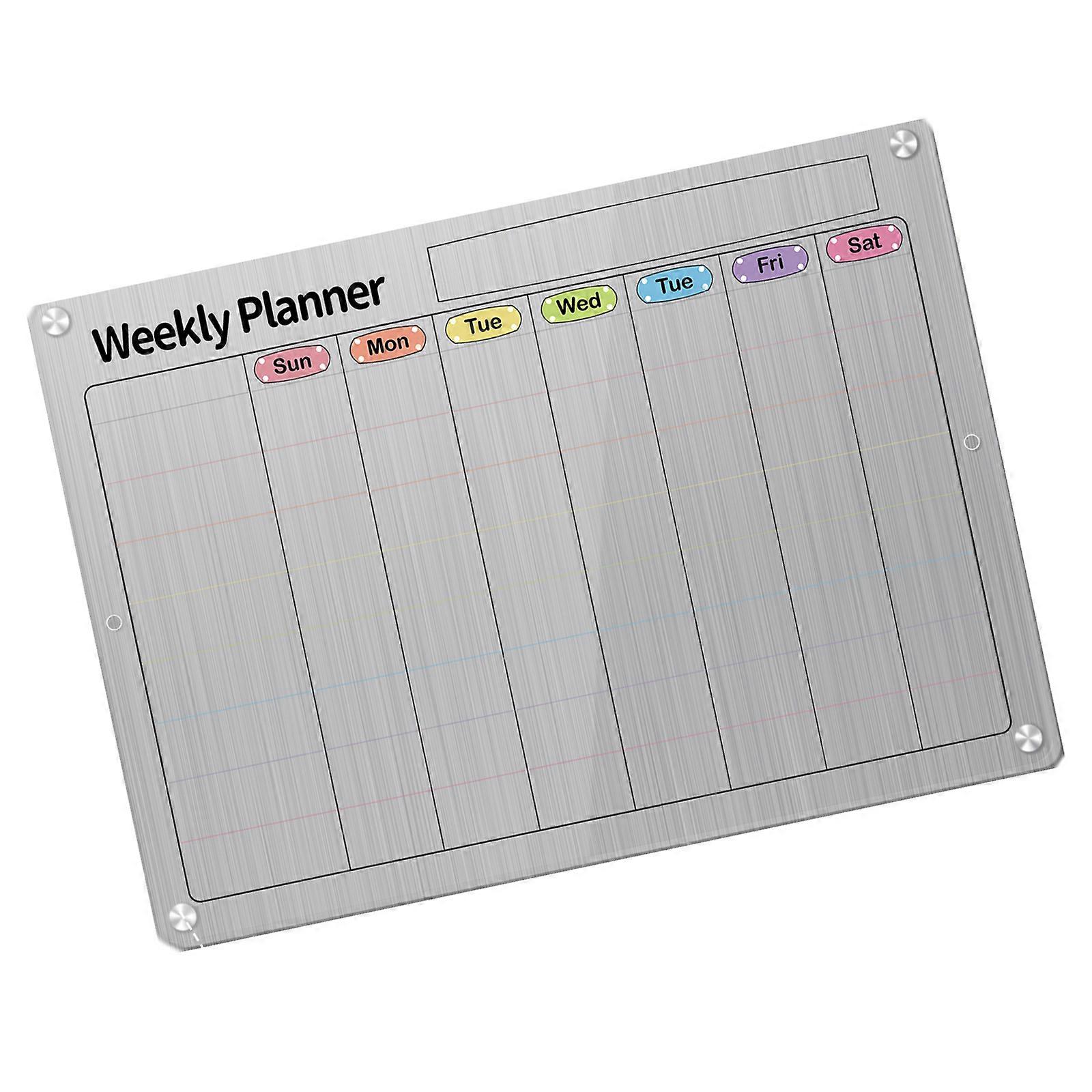 לוח שנה מגנטי אקרילי שקוף למקרר למטבח לוח בדיקה למקרר לוח שנה חודשי שבועי מתכנן מקרר צבעוני