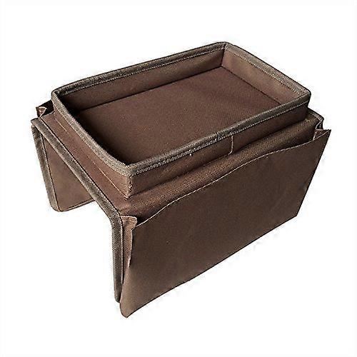 Bedside Storage Caddy with Tray and Multiple Pockets for Sofa Armrest or Bed Organizer