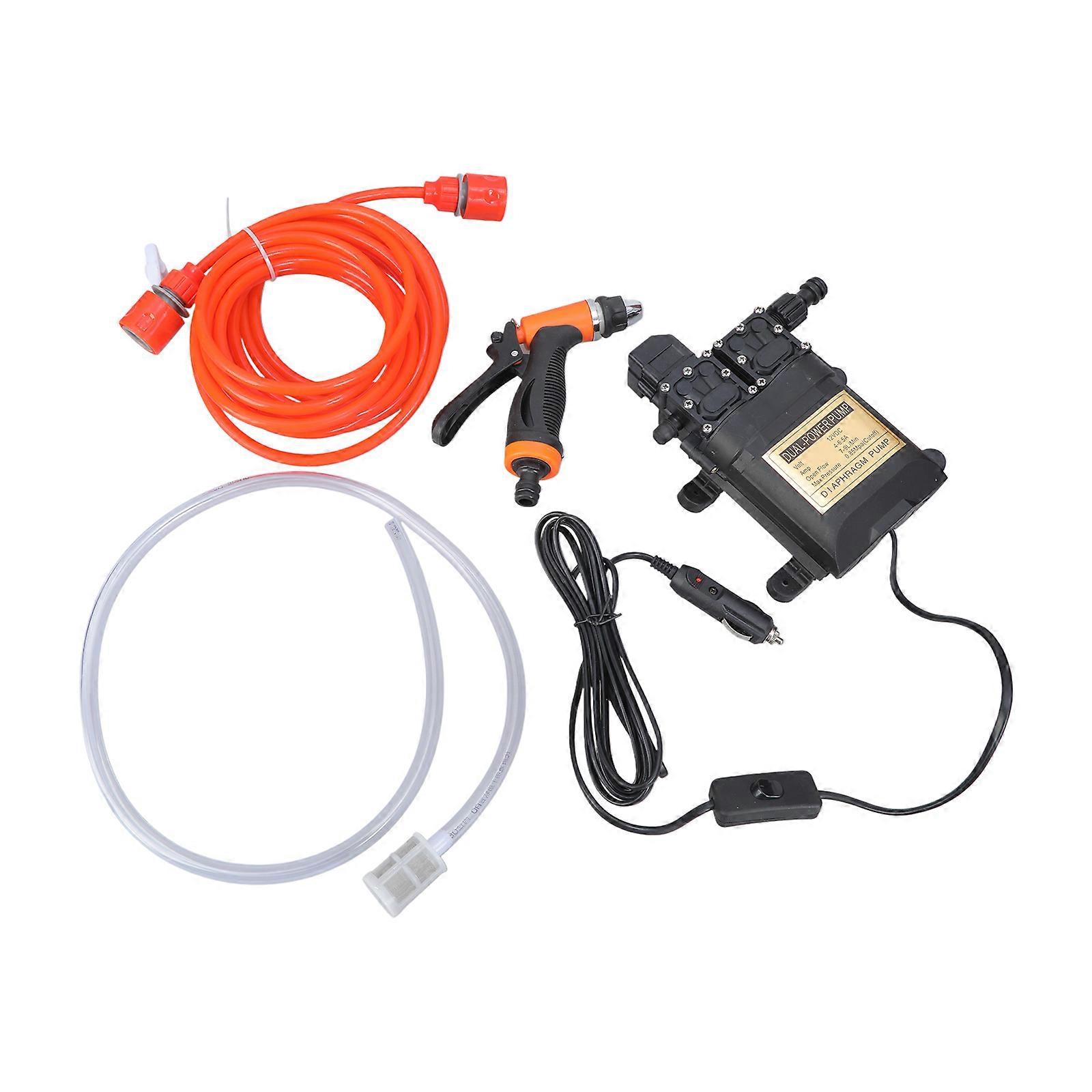 Efficient 12V Double Pump High Pressure Car Cleaning System Easy To Use Suitable for Home Garages and Travel Enthusiasts Multicolor