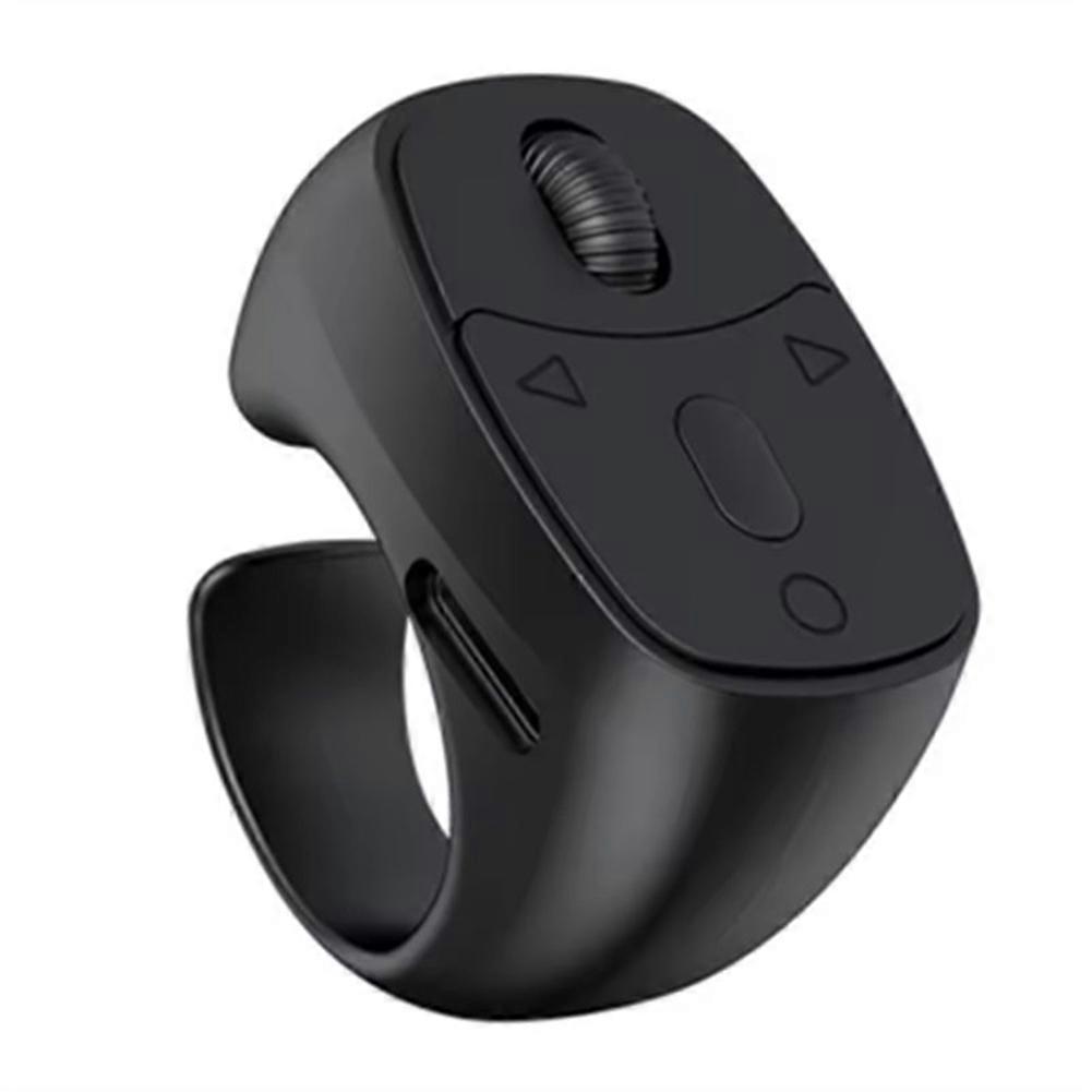 BT 5.3 Remote Control Mouse Video Flipping and Browsing Finger Ring Mouse Fingertip Remote Control Page Turner Black
