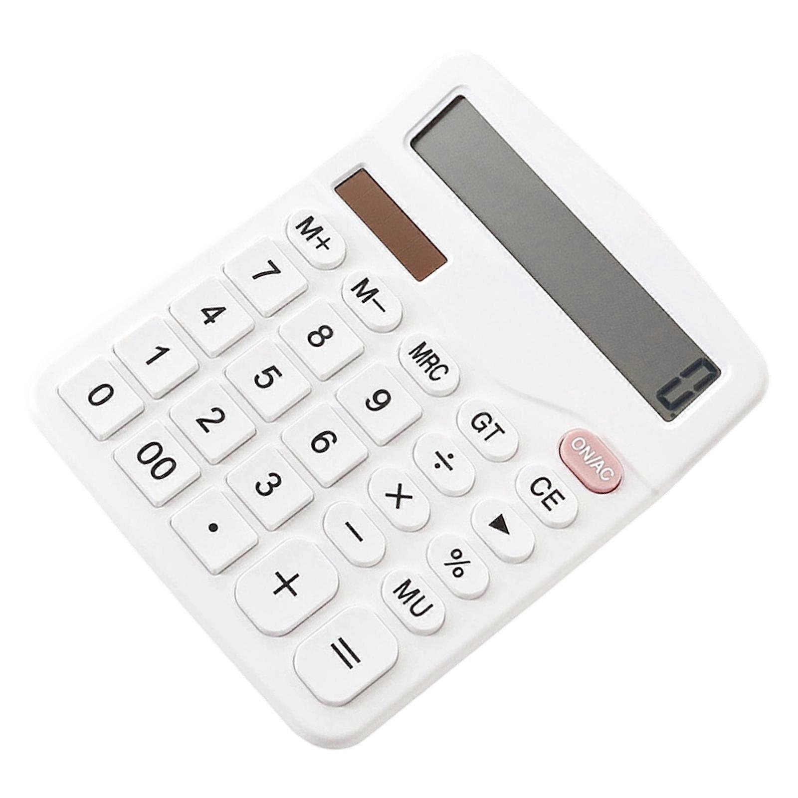 12 Digit Office Calculators Solar/Battery Powered Mechanical Calculators with Large LCD Display and Big Buttons  White