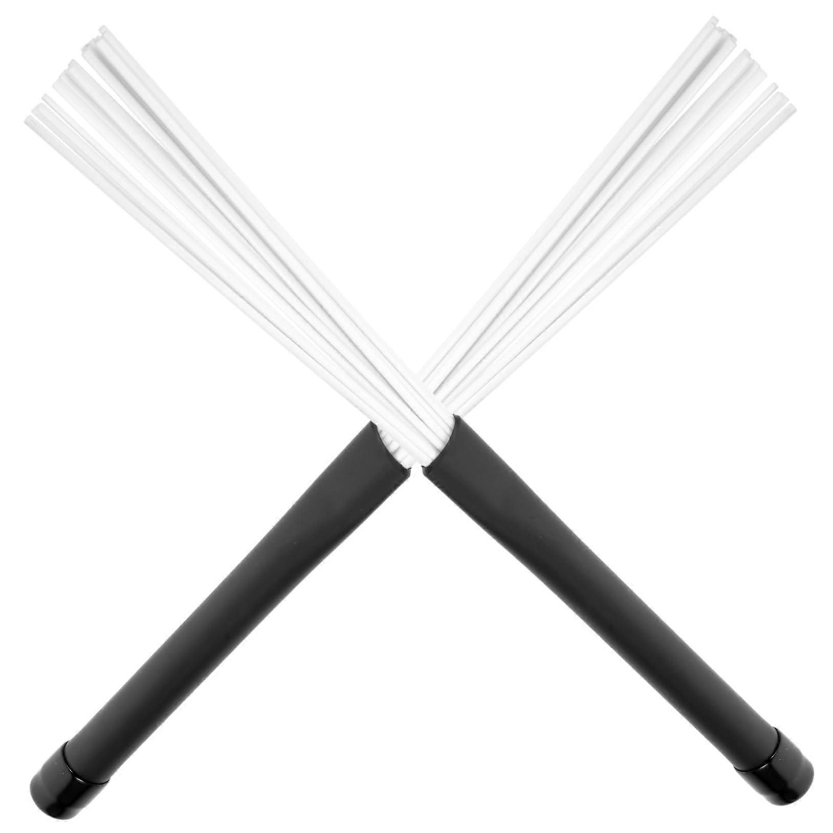 2 Pack Telescopic Nylon Drum Brushes with Plastic Handles and Storage Bag for Jazz Drumming