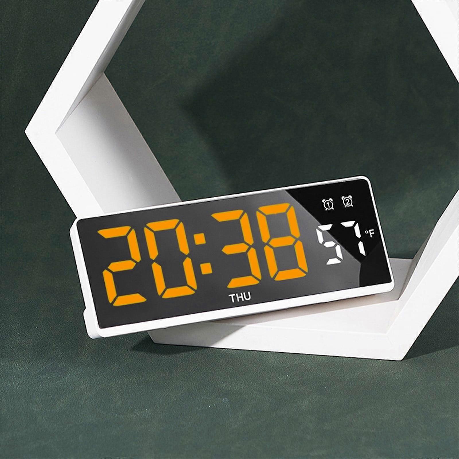 Txmfgh LED Alarm Clock with Temp Display, Adjustable Brightness, Orange Digits, Energy-Saving Mode for Bedroom & Office