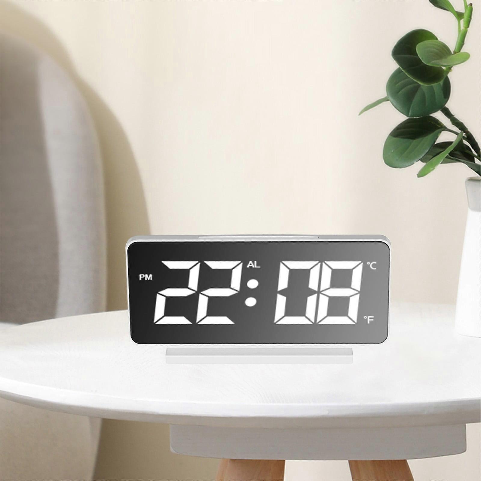 FloHua Christmas Clearance LED Clock with Color Screen & Mirror, 12/24H, Dual Brightness, Desktop Clock for Home Office Decor
