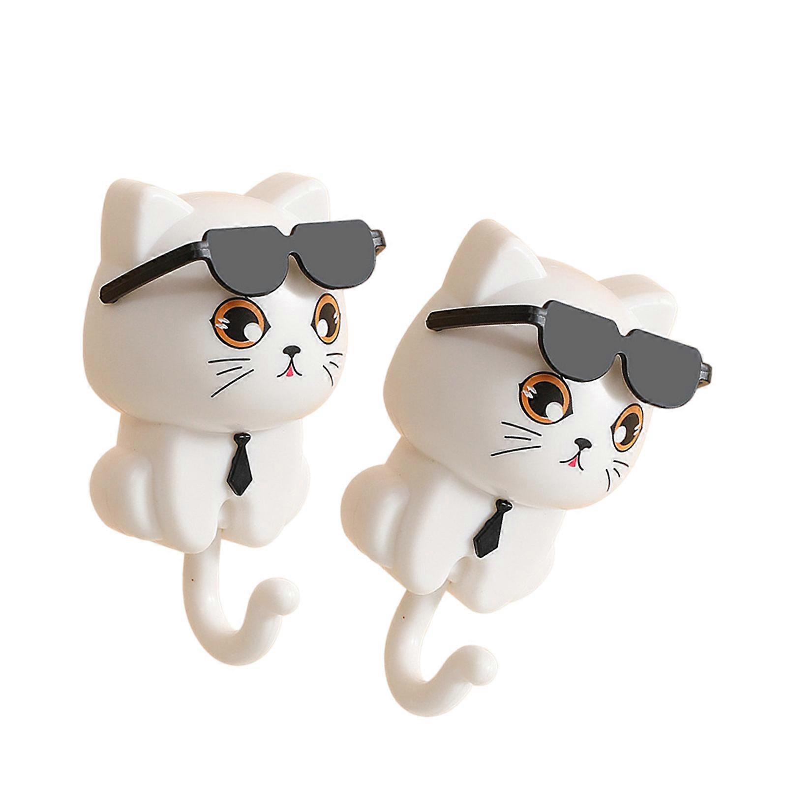 Charm Set of 2 Sturdy ABS Cats Hook Portable Fashion Accessory for Hanging Decoration in Elegant Styles Daily Use  White