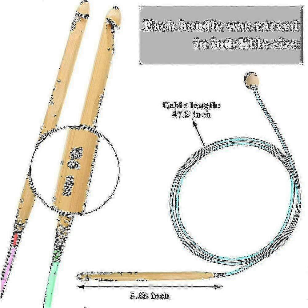 2025 23 Pieces Tunisian Crochet Hooks Set With Bead Carbonized Bamboo Hook