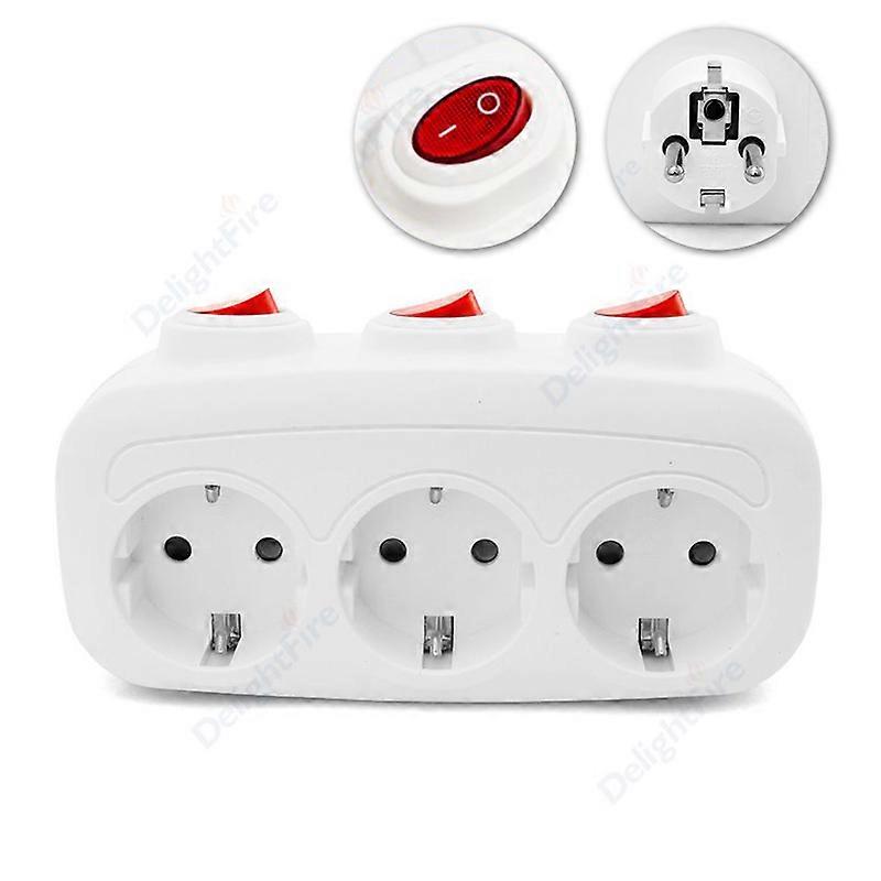 EU Plug Extension Sockets With ON/OFF Switch 1 To 3 Way Universal Germany France Standard Wall Socket Power Converter ?AC Outlet