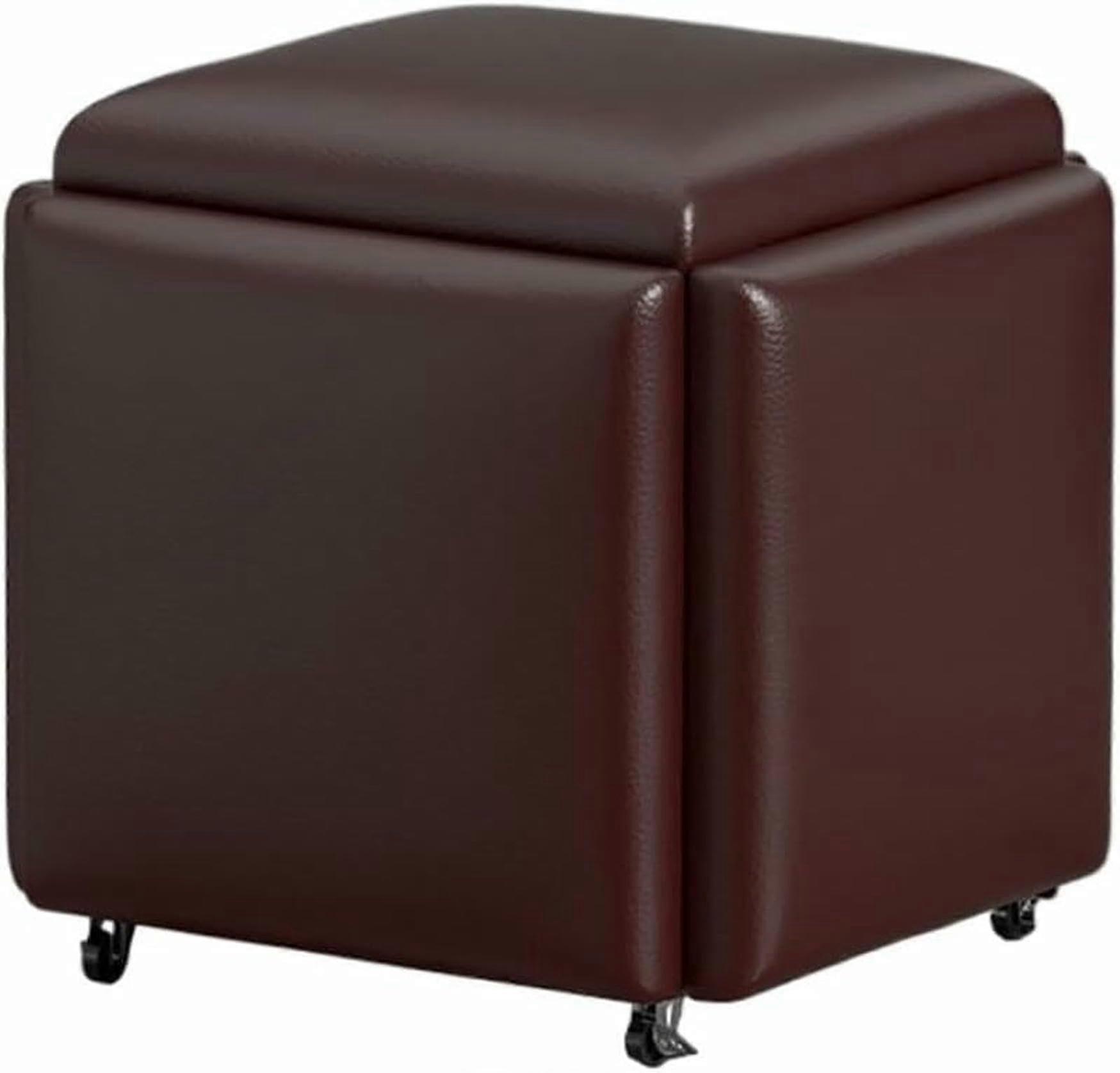 Cube Nesting Sofa Chair 5 in 1 Set with 15in Stackable Ottoman Footrest on Swivel Casters for Living Room