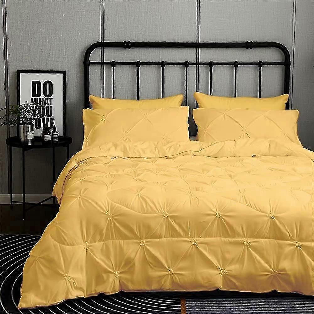 Queen Size Pintuck Pinch Pleat Comforter Set, Down Alternative Microfiber