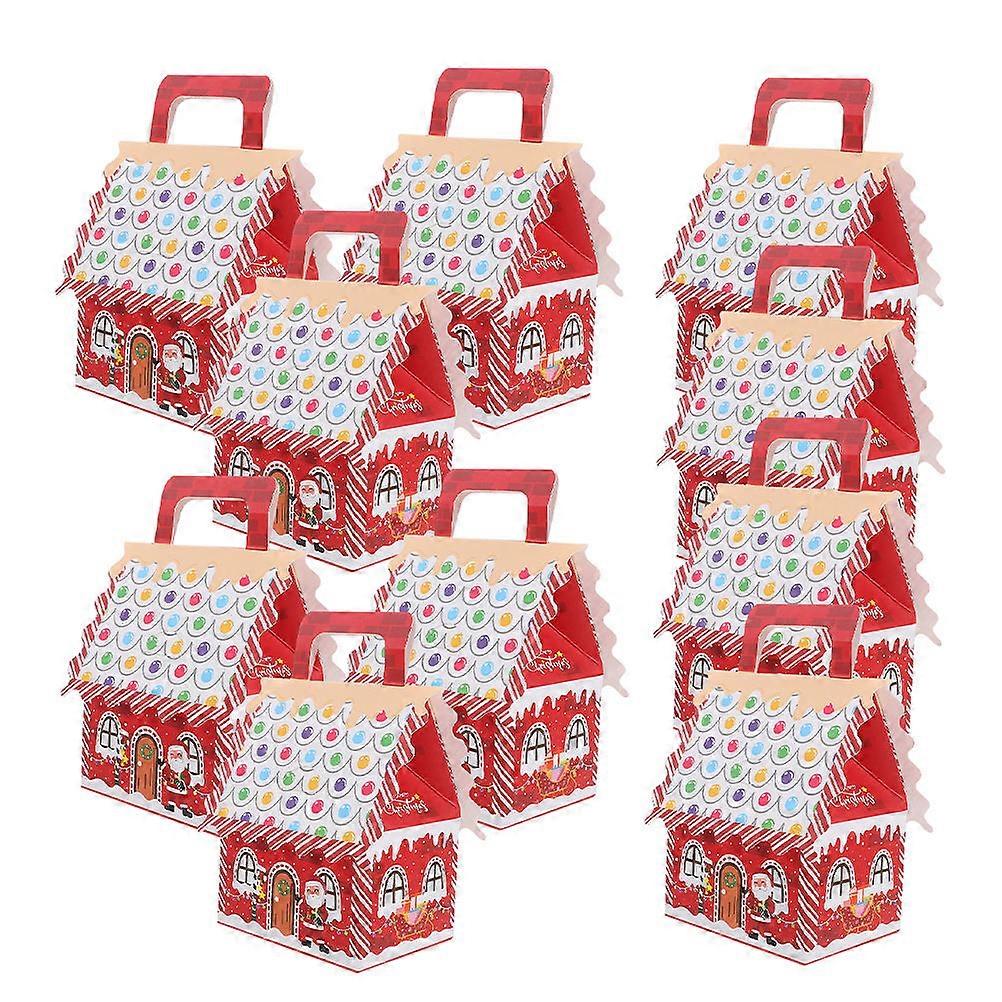Sugar Candy Boxes House with Handle for Christmas Party 10Pcs Paper Boxes