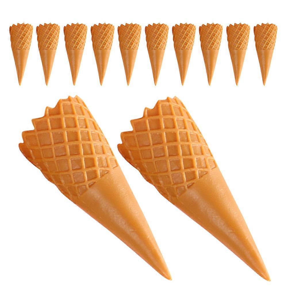 Light Brown Simulation Ice Cream Cones Prop for Decoration 16Pcs Set